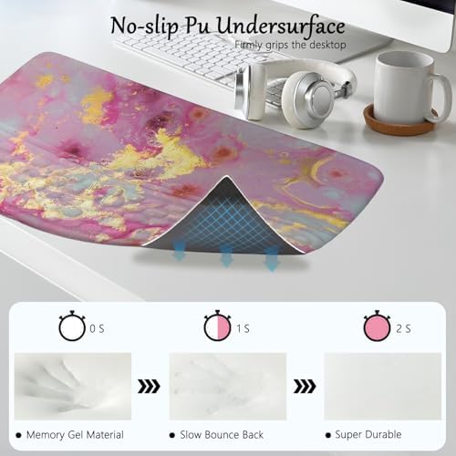 Keyboard Stand with Wrist Rest Pink Keyboard Pad with Wrist Support Marble Keyboard Wrist Rest for Computer Keyboard Stand for Desktop Ergonomic Keyboard Tilt Riser for Desk Office Home Gaming Room
