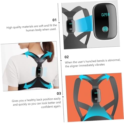 Smart Posture Corrector Back Brace Electronic Posture Reminder, Adjustable Upper Back Shoulder Support Belt for Adult and Hunchback Correction, Black