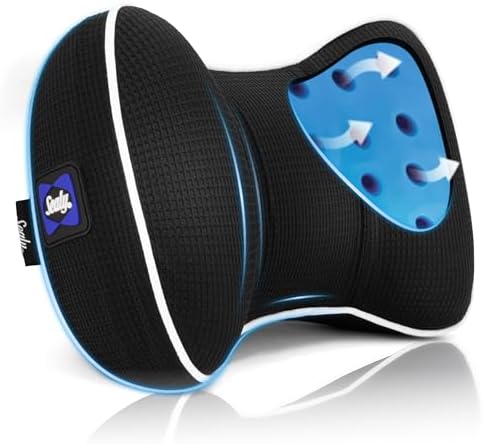 Sealy Memory Foam Neck Pillow for Car or Office Chair – Cervical Neck Pillow, Cooling Car Headrest Pillow or Office Chair Cushion for Neck