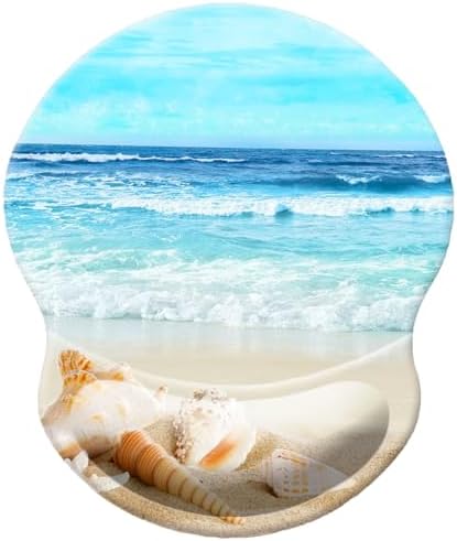 Mouse Pad with Wrist Support, Non Slip Mousepad Wrist Rest for Office, Computer, Laptop & Mac-Comfortable & Lightweight Ergonomic Support Mouse Mat(DL-Beach)
