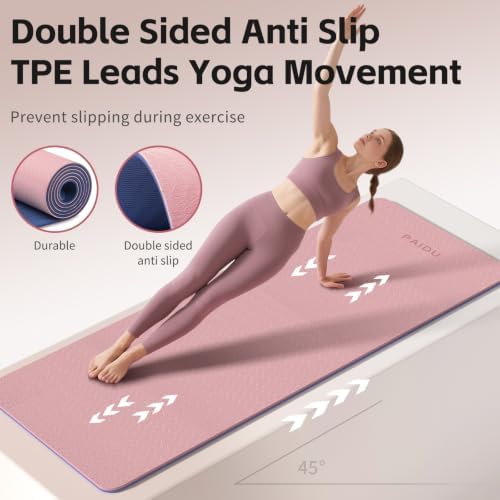 PAIDU Yoga Mat 8mm TPE Non‑Slip Fitness Mat with Strap for Home Workouts