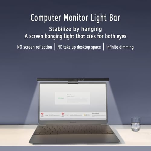 BY-J Computer Monitor Light Bars, Screen Monitor Light Bar for Eye Caring, USB Reading LED Task Lamp, Dimmable Monitor Light Bar, Touch Control, No Glare Space Saving Home Office Desk Lamps