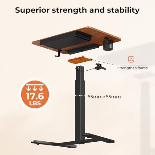 28" Mobile Standing Desk with Drawer, Portable Laptop Desk