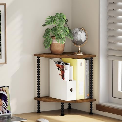 YINMIT Corner Shelf Stand, Standing Corner Display Shelf, 2 Tier
