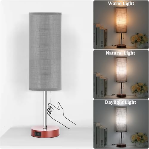 Dott Arts 18" Table Lamp for Bedroom, 3-Color Bedside Lamps with Pull Chain