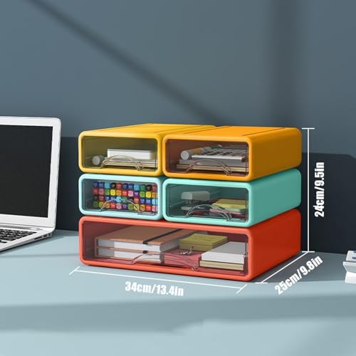 Desk Organizer with Drawers, Stackable Storage Drawers with Compartments Desktop Organization for Office Supplies, Makeup, Pencils, Tape, Erasers, Paperclips, Chargers (5pack)