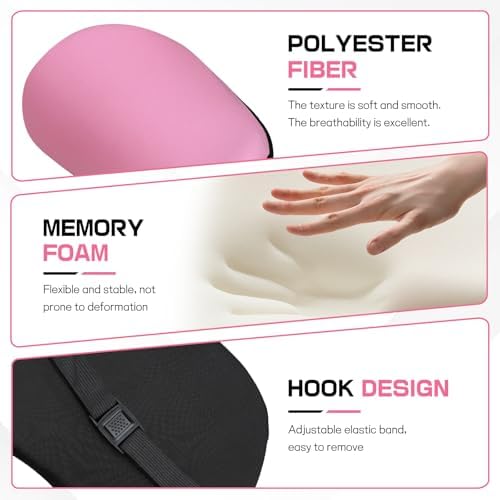 2PCS Car Neck Pillow and Lumbar Support Pillow Set, Ergonomic Memory Foam Back & Neck Support Pillows for Car Seat, Office Chair, Driver Head & Back Cushion and Pain Relief (Pink)