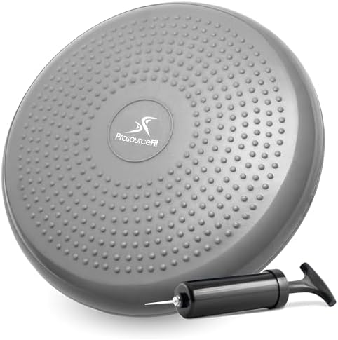 ProsourceFit Core Balance Disc, Inflatable Wobble Cushion with Hand Pump, Dual-Textured Non-Slip Surface for Core, Balance, and Stability Training, 14-inch