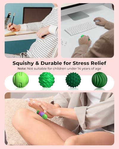 Textured Sensory Stress Relief Balls, Desk Toy for Office & Home - Pink
