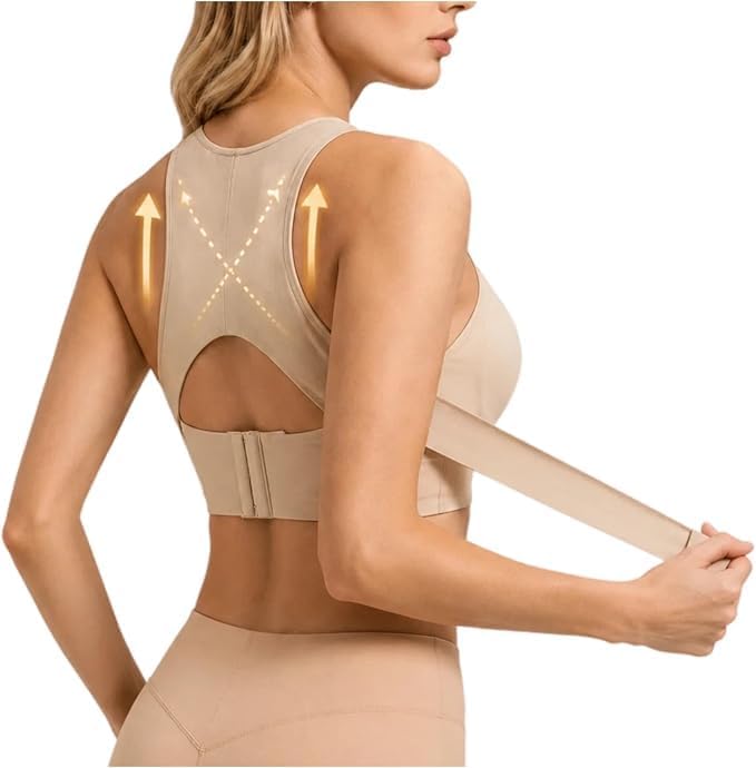 Posture Corrector Bra for Women Cross Back Front Closure Full Coverage Bras