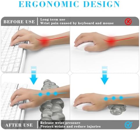 Gel Cloud Keyboard and Mouse Wrist Rest, Cute Wrist Support and Arm Support Keyboard Rest for Keyboard and Mouse Typing Pain Relief，Suitable for Office/Computer/Laptop/Gaming (Gray)
