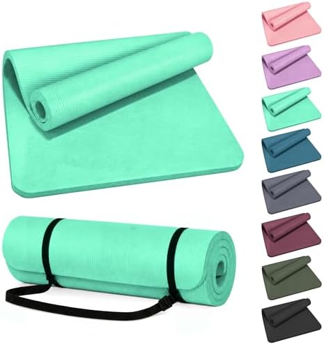 HULKFIT High Density Non Slip Yoga Mat, Extra Thick Exercise Mat with Carrying Strap, for Pilates, Fitness, Home Gym & Floor Workouts - Multiple Thickness & Multiple Color