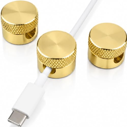 3PCS Premium Cord Holder for Nightstand, Computer Cord Organizer for Desk, Appliance Cord Organizers, Stick-On Cable Clip for Charger, Laptop, USB, Headphones, Wire Management Set, Gold