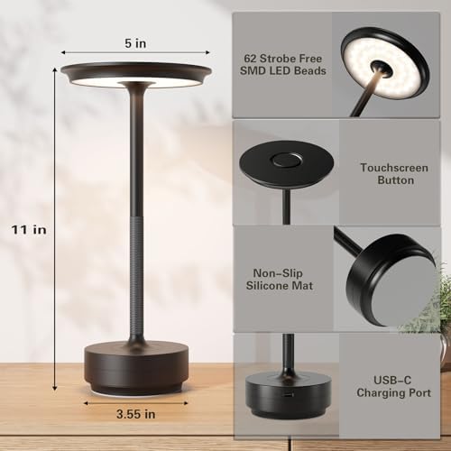 LED Cordless Table Lamp Set of 2,Battery Operated lamp