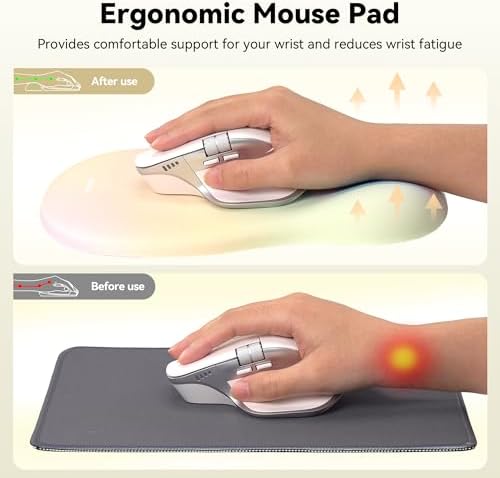 TECKNET Ergonomic Mouse Pad with Wrist Rest, Smooth Surface & Non-Slip Base