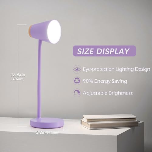 EJIAXIN Desk Lamps for Home Office - Small LED Desk Lamp Touch Dimmable Reading Light for College Dorm Room - Adjustable Flexible Gooseneck Table Lamp for Bedside Bedroom Nightstand Purple