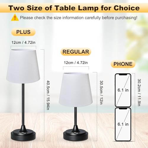 Wowag Small Cordless Table Lamp Rechargeable,5000mAh Battery Operated Desk Lamp,3 Colors & 7 RGB Stepless Dimmable,Touch Ambient Light for Bedside,Bedroom,Dining Room,Living Room,Black,WhiteShade