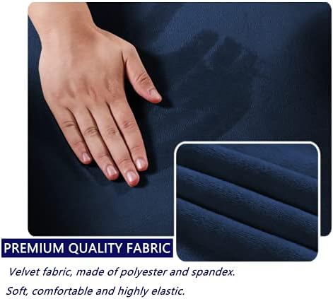 2 Pack Velvet Stretch Armrest Covers - Non Slip Sofa Chair Covers, Soft Elastic Arm Protectors for Living Room Couch, Office Chair, Recliner (Navy)