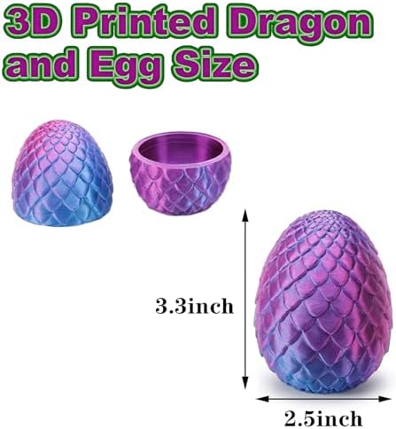 3PC 3D Printed Dragon Egg with Articulated Dragon Inside,Fidget Toy for Kid