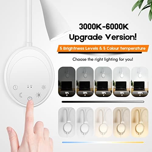 SANKEDOU LED Wall Mounted Reading Light, Book Light for Reading in Bed with Touch Control, 5 Dimmable, USB Output, Night Light & Timers Function, Flexible Gooseneck Headboard Bed Lights (White)