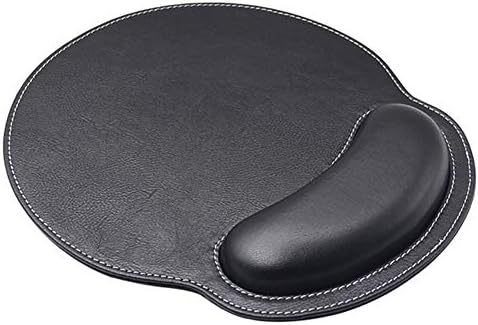 RICHEN Ergonomic PU Leather Mouse Pad with Wrist Support,Comfort Memory Foam,Waterproof Surface，Non- Slip Rubber Base for Computer Laptop & Mac,Lightweight Rest for Home,Office & Travel (Black)