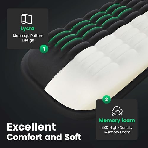 MEKASS Keyboard Wrist Rest, Soft Memory Foam Wrist Support for Keyboard, Arm Rest for Desk Wrist Pain Relief, Wrist Pad for Long Hours of Work, Gaming, Studying (Light Blue)