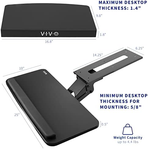 VIVO Black Under Desk Corner 25 x 10 inch Keyboard Tray, MOUNT-KB03B