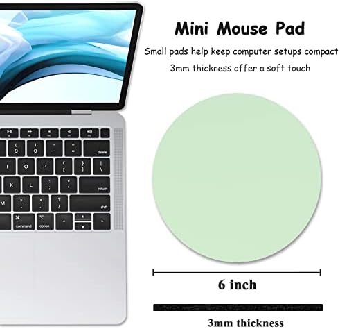Dapesuom Small Mouse Pad, 6 x 6 Inch Thick Rubber Premium-Textured Non-Slip Portable & Washable Round Mini Mouse Mat for Women Wireless Laptops Keyboard Tray Gaming Computer Office Travel, Lake Green