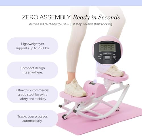 The Rock Stepper - Side to Side Rocking Stepper Machine for Home Workouts - Low Impact Indoor Cardio Leg Glute and Core Training - Quiet Compact Step Rocker Exercise Equipment