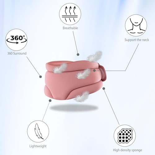 leeveel Neck Brace Cervical Collar, Neck Braces for Neck Pain and Support, Soft Foam Brace for Pain Relief, Adjustable Neck Support Collar for Sleeping, Travelling, Office (Pink)