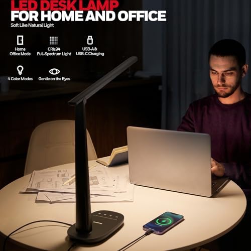 Honeywell LED Desk Lamp for Home Office Eye-Caring Dimmable Reading Light