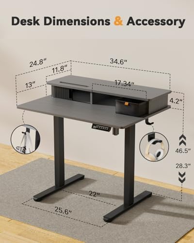 JOY worker 35" Electric Standing Desk Height Adjustable with Storage Shelf