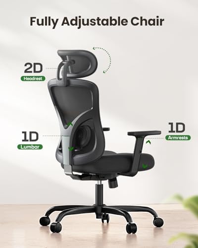 Marsail Ergonomic Office Chair Ergonomic Gaming Chair with Lumbar Support, 2D Headrest, Adjustable Armrests, Contoured Seat Cushion, Computer Desk Chair with Wheels for Home and Office, Pack of 10