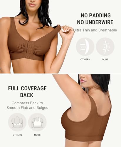 FeelinGirl Post Surgery Compression Bra for Women's Front Closure Bra