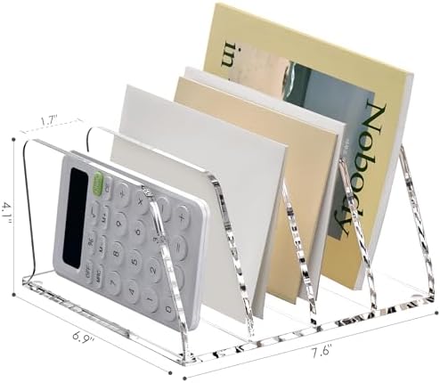SANRUI Acrylic Bill Mail Sorter Desk Organizer Holder,4 Compartments Clear