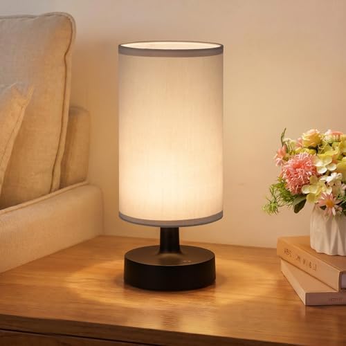 Kakanuo Cordless Table Lamp Rechargeable Small - 1 Pack Gray Black, 4000mAh Battery Operated Lamp with Touch Control Stepless Dimming, Wireless Lamp for Bedside, Nightstand, Bedroom, Living Room