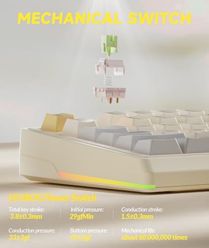 SOLAKAKA KI99 Pro 96% Wireless Gaming Keyboard, RGB Creamy Keyboardw with Knob, Hot-Swappable Pre-Lubed Switches, Gasket Structure Mechanical Keyboards (Beige-White, Non-Silent Version)
