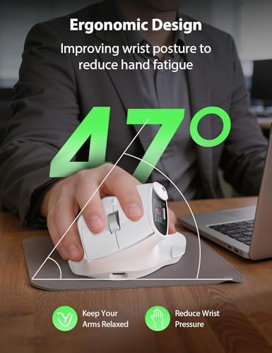 Transformers Vertical Ergonomic Mouse with LED Screen & Knob Control White