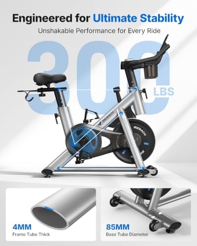 MERACH Exercise Bike, Magnetic Friction Stationary Bike for Home with APP