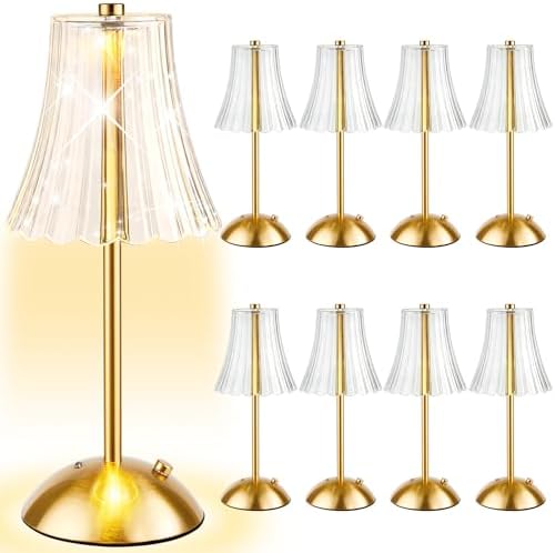 8 Pcs Cordless Table Lamp Rechargeable Touch Lamp, Gold Flower