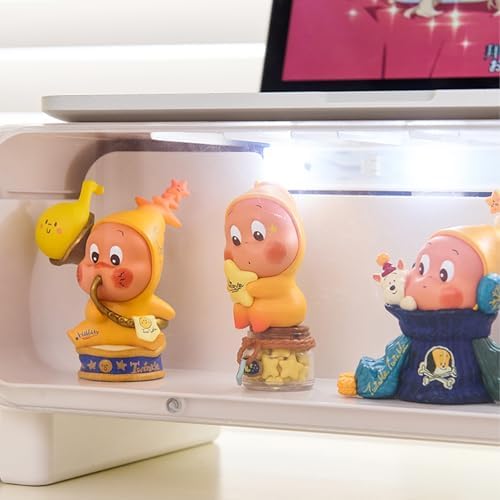 Monitor Stand Riser Small, Computer Monitor Stand with Drawer and Display Minifigures, Computer Desktop Stand with Lights, Removable Elevated Structure, Compatible with Computers, Desktops, and Laptops