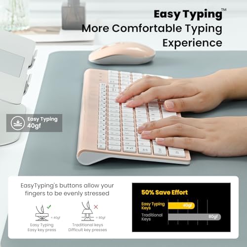cimetech Wireless Keyboard and Mouse Combo - Pink White