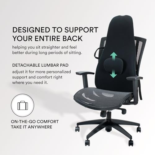 ObusForme Highback Backrest Support - Extra Tall Padded Seat Cushion and Lumbar Support Pillow, Portable Posture Support with Soft and Durable Foam