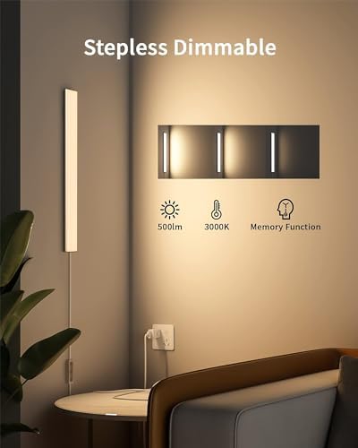 ASOKO Under Cabinet Lights, Upgrade 16inch LED Closet Light with Dimmable 3000K Warm White and Memory Function, Plug-in Under Counter Lights for Kitchen/Desk/Shelf/Workbench/Display Case/Room