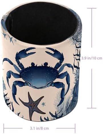 Vintage Crab Pen Holder Pencil Organizer Cute Pencil Cup Desk Decor Makeup Brush Holder PU Multifunctional Office Supplies for Home Classroom School