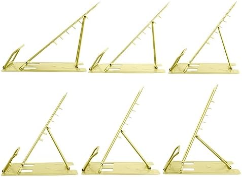 Honagu Book Stand Metal Desk Book Holder, Book Holders for Reading Hands Free, Adjustable Cookbook Documents Holder, Portable Bookstand for Music Books, Textbook, Recipe, Tablet, Ipad（Light Yellow）