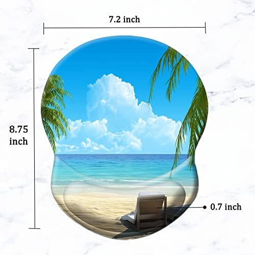 Ergonomic Mouse Pad with Support - Comfortable Wrist Rest, Non-Slip PU Base for Home Office, Studying, Gaming (Beach Seaside)