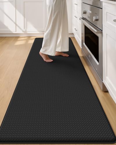 Color&Geometry Wide Kitchen Floor Mat 24x94 Anti Fatigue Easy Clean, Black