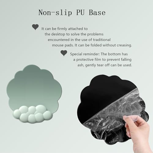 Cloud Keyboard Wrist Rest Dark Green Mouse Pad with Wrist Rest Ergonomic Wrist Pad Memory Foam Non-Slip Wrist Support for Computer Laptop Gaming Home Office Relief Typing Pain Green