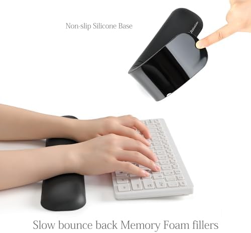 UnivoColors Design-Wave Keyboard Wrist Rest, Artificial Sheepskin+Memory Foam+Ergonomic+Anti-Slip Gel, Resilience Support During Work and Gaming,Keyboard Accessory,Navy